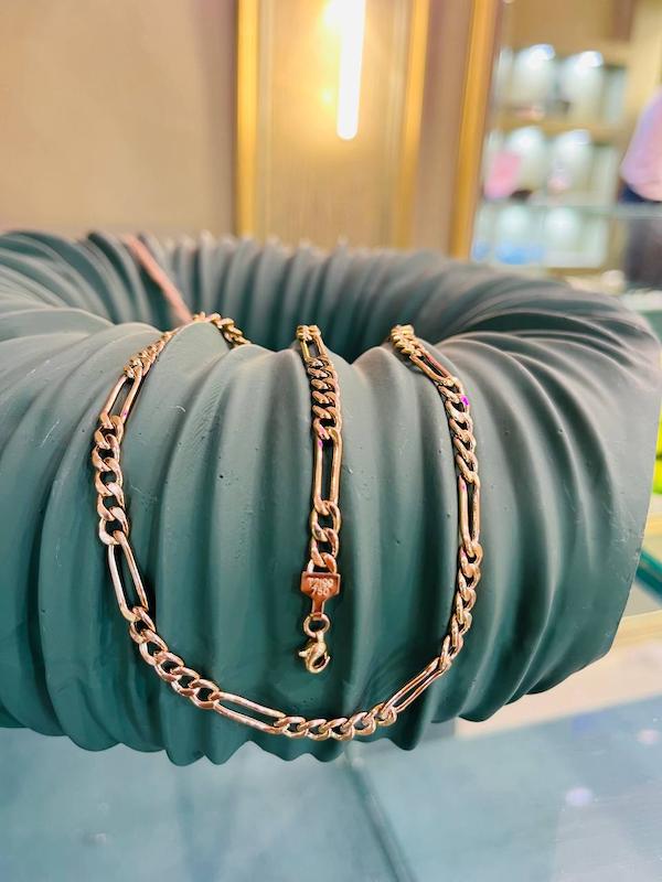 مردانه ست طلا ۱۸ عیار گردنی و دستبندفیگارو مردانه لوکس باقفل طوطی بدون فنر گالری طلای عزیز