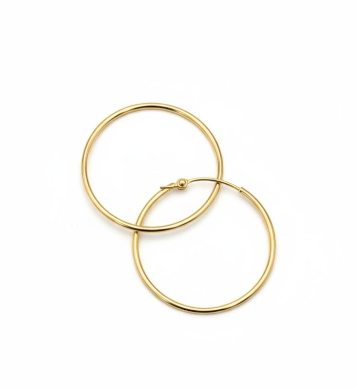 گوشواره زنانه طلا ۱۸ عیار گوشواره حلقه ی ساده گالری کاژه گلد