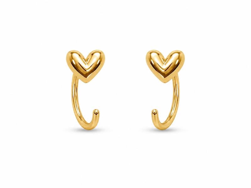 گوشواره زنانه طلا ۱۸ عیار گوشواره قلب گالری طلای کایا