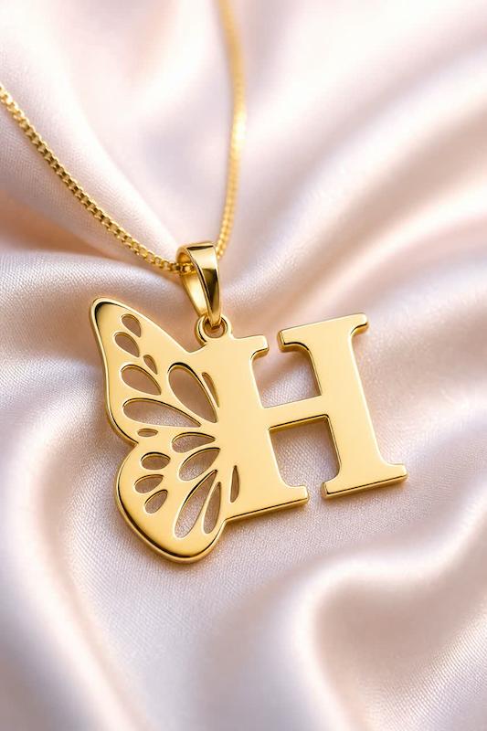 آویز زنانه طلا ۱۸ عیار آویز H گالری طلای حسینی کیا