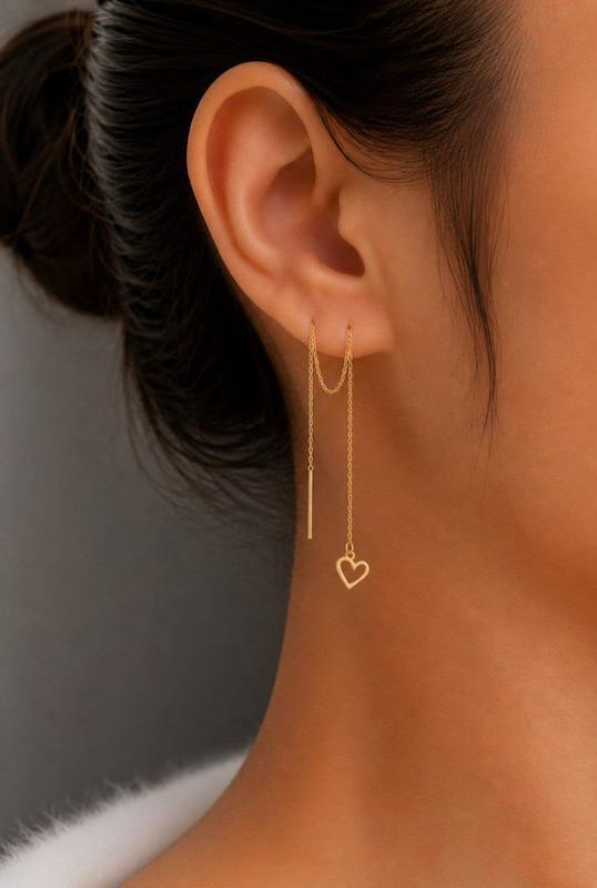 گوشواره زنانه طلا ۱۸ عیار گوشواره قلب طلای کالین