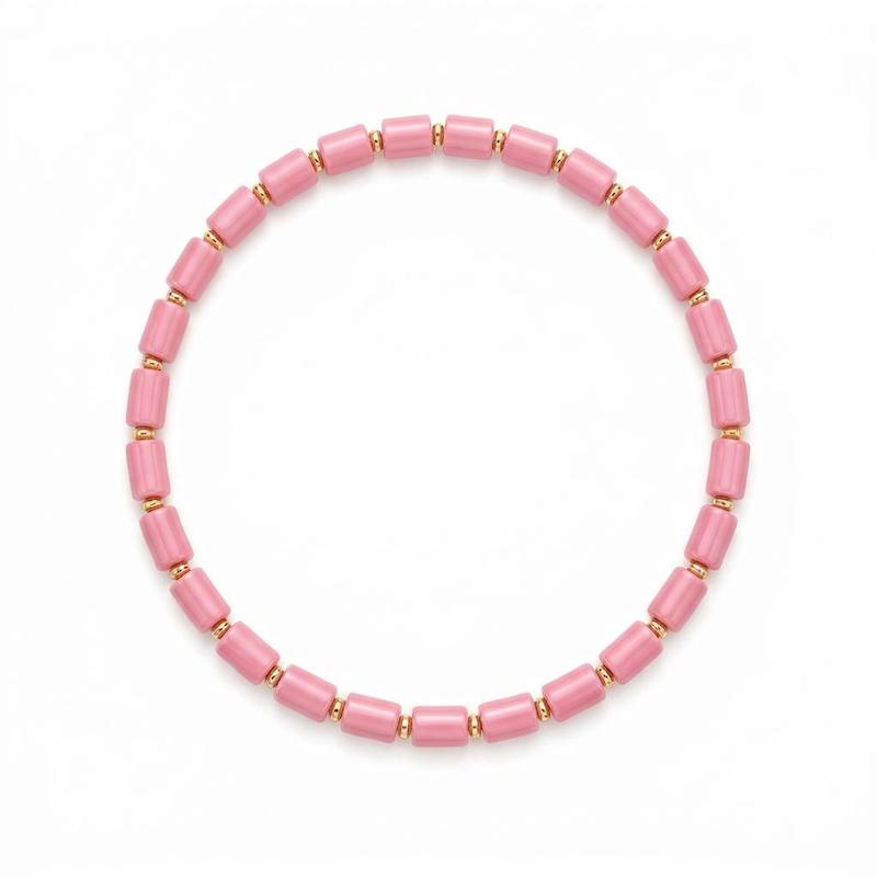 گردنبند زنانه طلا ۱۸ عیار بامبو گوی خوش اجرت رنگ summer pinky گالری مینا‌جان