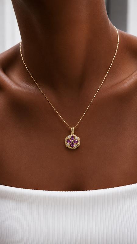 آویز زنانه طلا ۱۸ عیار آویز سواروسکی violet والوکس گالری والوکس گالری