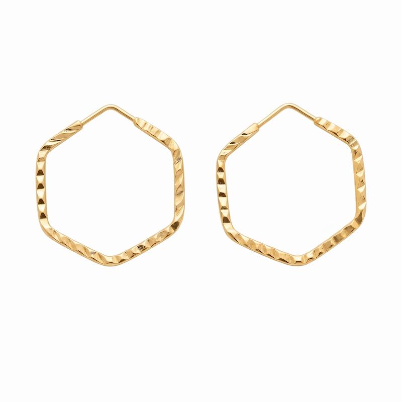 گوشواره زنانه طلا ۱۸ عیار گوشواره حلقه ای تمام تراش نی گلد