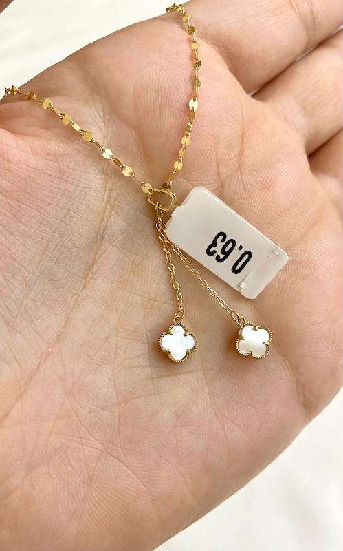 آویز زنانه طلا ۱۸ عیار ونکلیف ریسه‌ای (بدون زنجیر و وزن سنگ کسر شده) VoGa GOLD
