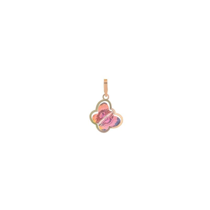 آویز زنانه طلا ۱۸ عیار پلاک طلا ۱۸ عیار طرح پروانه کریستالی سواروسکی (Swarovski) گالری طلای یمنا