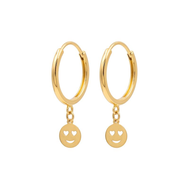 گوشواره بچگانه طلا ۱۸ عیار گوشواره حلقه ای آویز استیکر جواهری امیری
