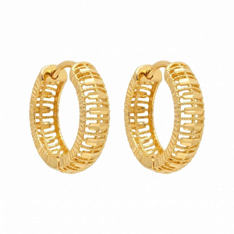 گوشواره زنانه طلا ۱۸ عیار گوشواره حلقه ای تراش جواهری امیری