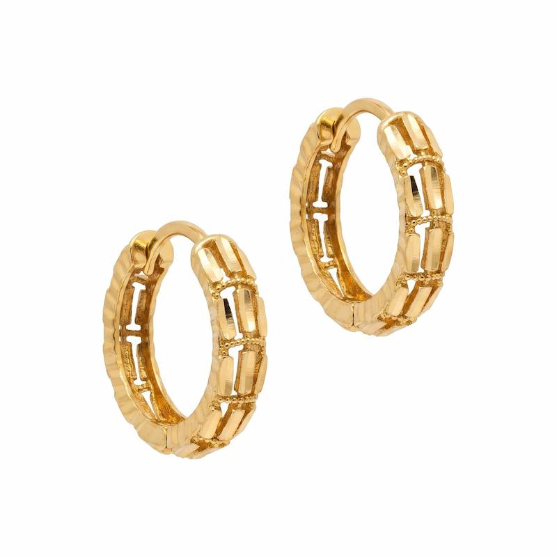گوشواره زنانه طلا ۱۸ عیار گوشواره حلقه ای تراش جواهری امیری