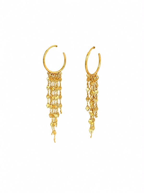 گوشواره زنانه طلا ۱۸ عیار شرابه ای تهران تاج گالری نهیر