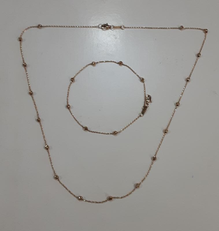 زنانه نیم ست طلا ۱۸ عیار مدل البرنادو زنجیر 41cm و دستبند17.5 cm دلفین گلد گالری