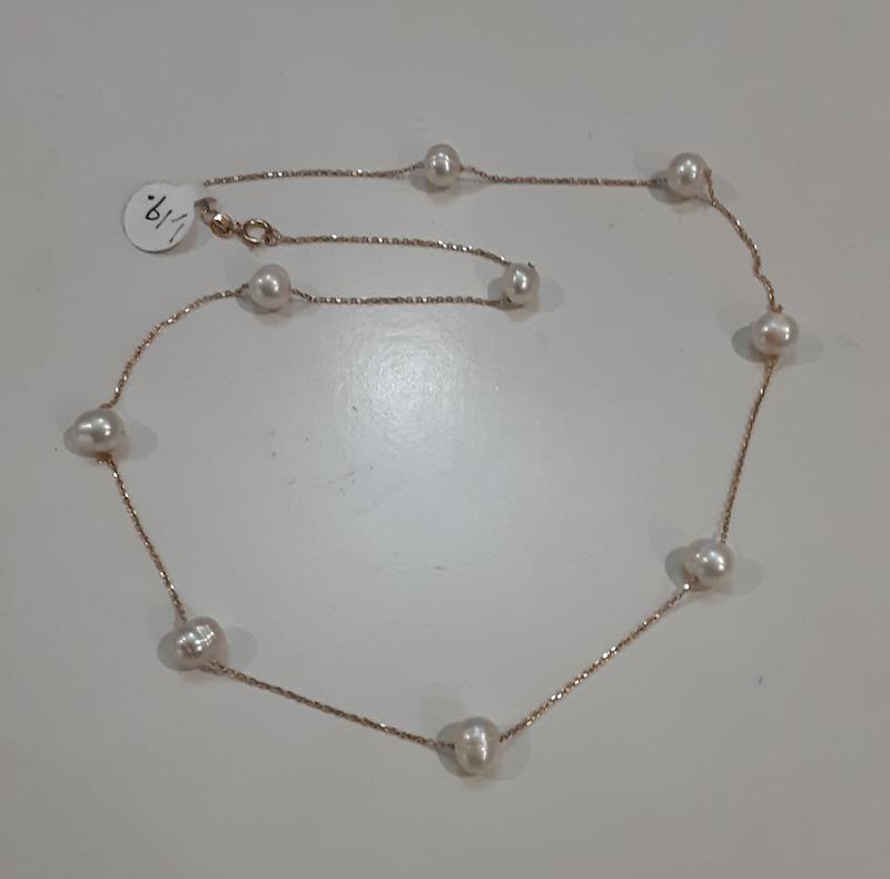 گردنبند زنانه طلا ۱۸ عیار مدل مروارید ۳ ( وزن مروارید کسر شده) ۴۵ cm دلفین گلد گالری