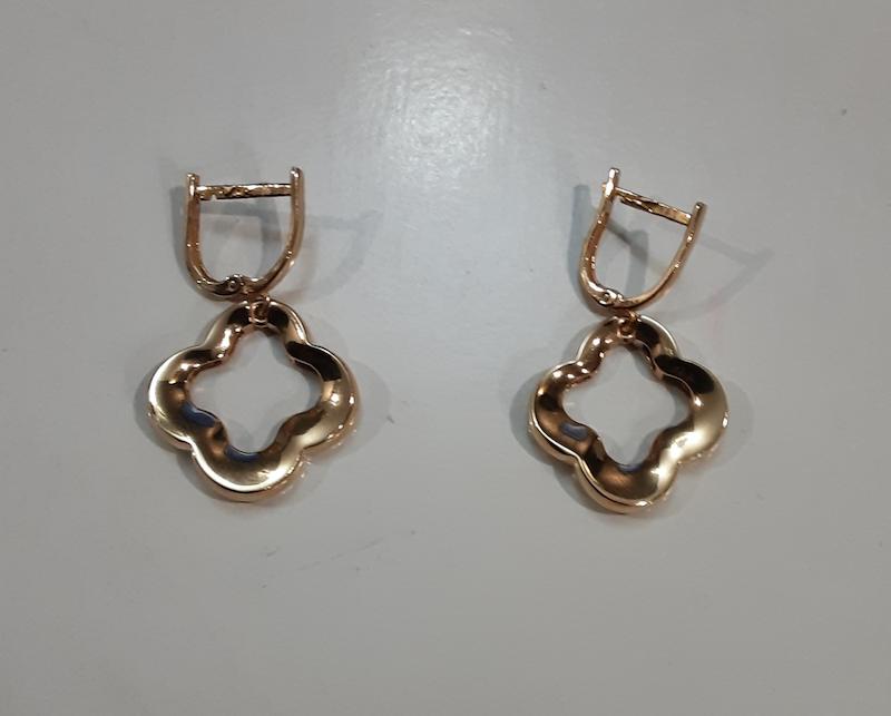 گوشواره زنانه طلا ۱۸ عیار مدل ونکلیف آیینه ای ۱۱ دلفین گلد گالری