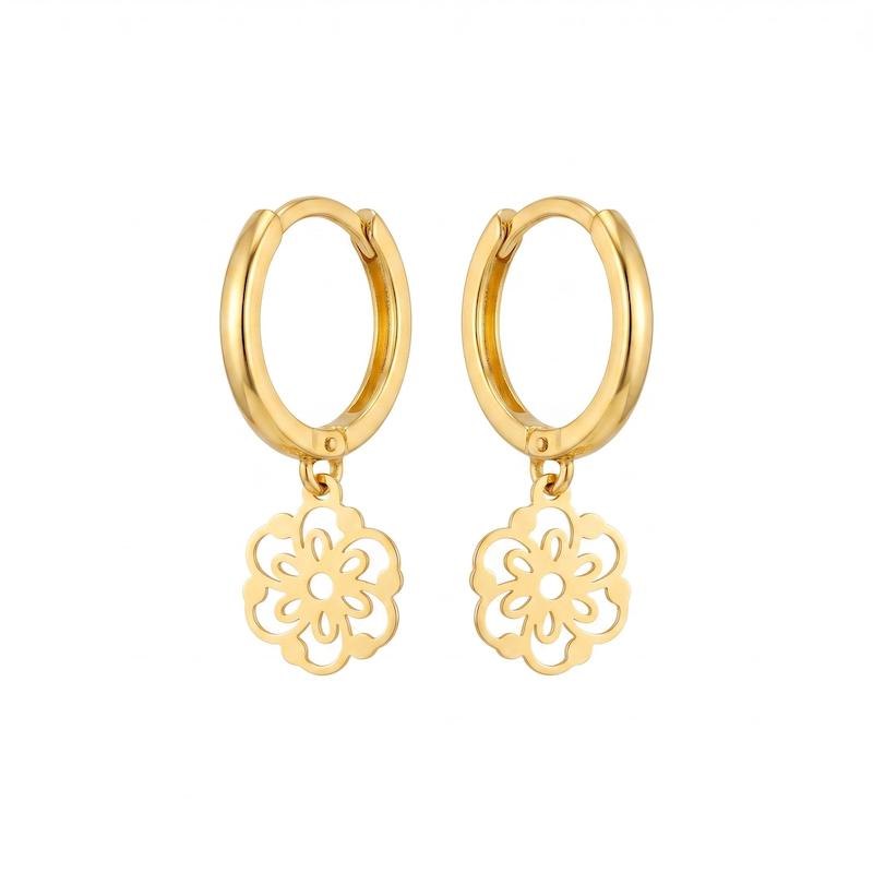 گوشواره زنانه طلا ۱۸ عیار حلقه ای آویز دار گالری طلا لیورا