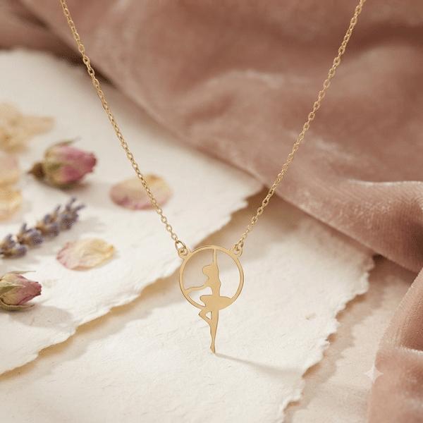 گردنبند زنانه طلا ۱۸ عیار گردنبند طلا طرح  رقص باله گالری طلای روژمان