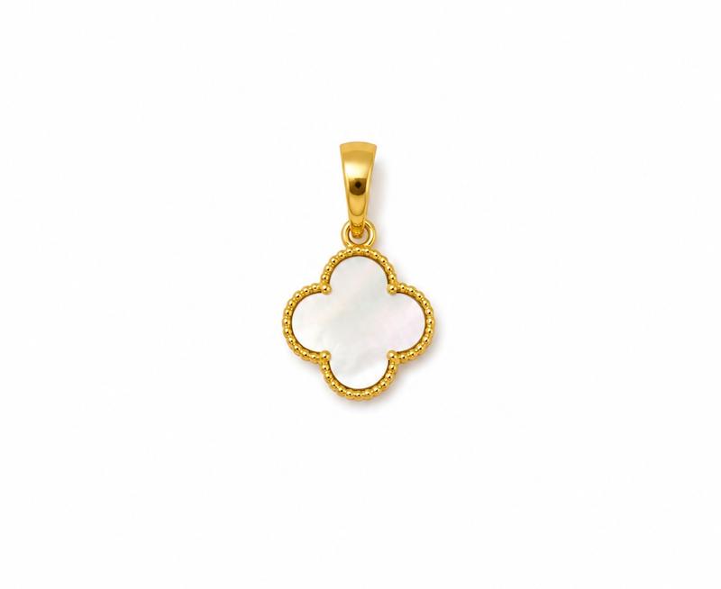 آویز زنانه طلا ۱۸ عیار ونکلیف سفید صدفی گالری طلا سرور گلد