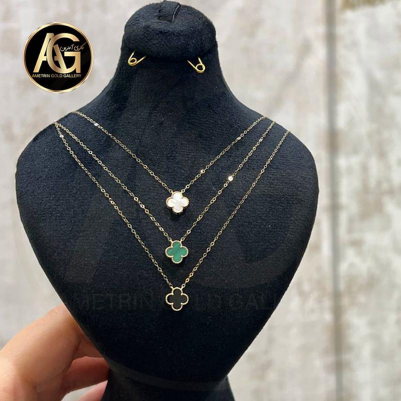 گردنبند زنانه طلا ۱۸ عیار گردنبند ونکلیف مشکی گالری آمترین