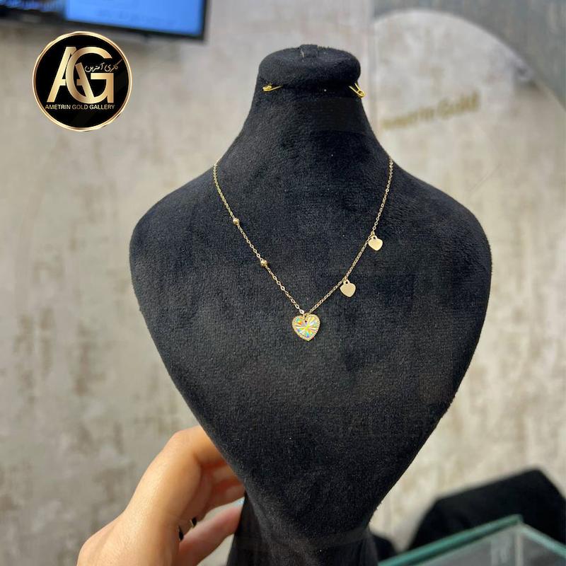 گردنبند زنانه طلا ۱۸ عیار گردنبند گوی و قلب گالری آمترین