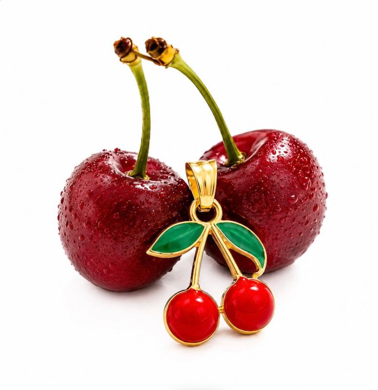 آویز زنانه طلا ۱۸ عیار آویز گردنبند آلبالو ایلی گالری
