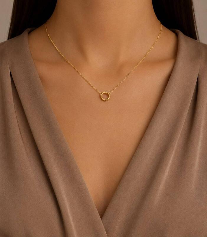 گردنبند زنانه طلا ۱۸ عیار گردنبند حلقه ای گالری ژاویا