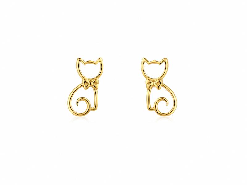 گوشواره زنانه طلا ۱۸ عیار گوشواره میخی گربه گالری طلای آوات