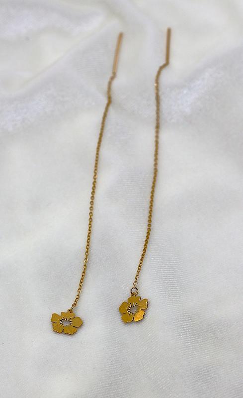 گوشواره زنانه طلا ۱۸ عیار گوشواره بخیه ای طرح گل گالری فرشته