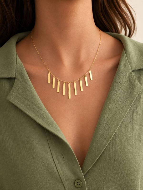 گردنبند زنانه طلا ۱۸ عیار گردنبند شرابه ای گالری ژاویا