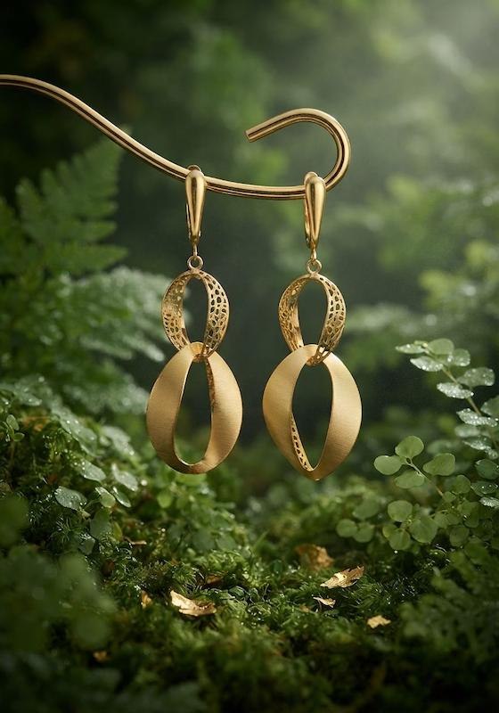 گوشواره زنانه طلا ۱۸ عیار تراش (بدون اجرت) گالری انارکی