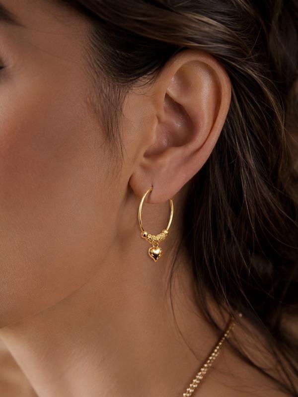گوشواره زنانه طلا ۱۸ عیار گوشواره آویز گوی وقلب Zhofil.gold