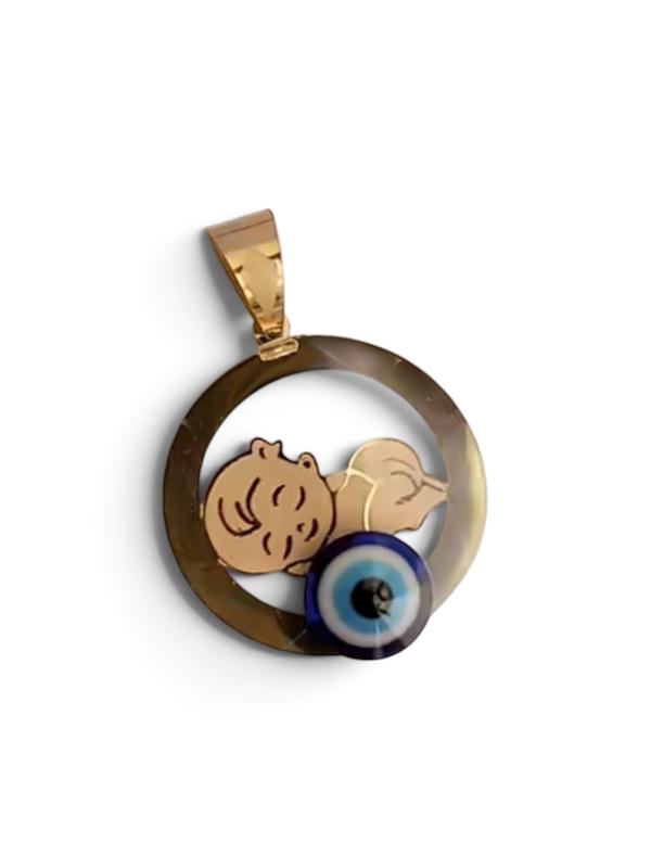 آویز بچگانه طلا ۱۸ عیار پلاک نوزاد چشم نظر Zhofil.gold