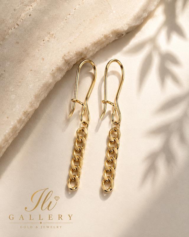 گوشواره زنانه طلا ۱۸ عیار گوشواره طرح کارتیر ایلی گالری