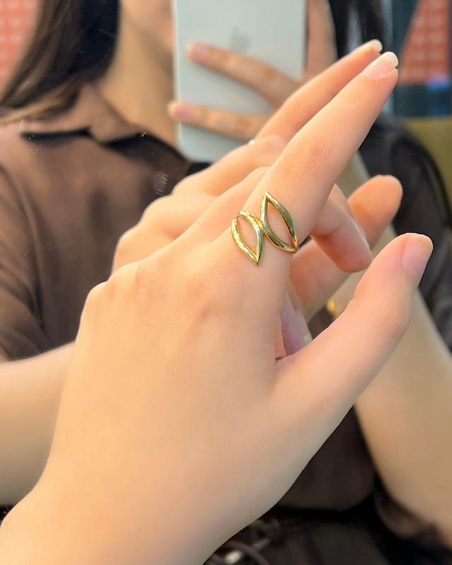 انگشتر زنانه طلا ۱۸ عیار برگ گالری طلای ایرانه