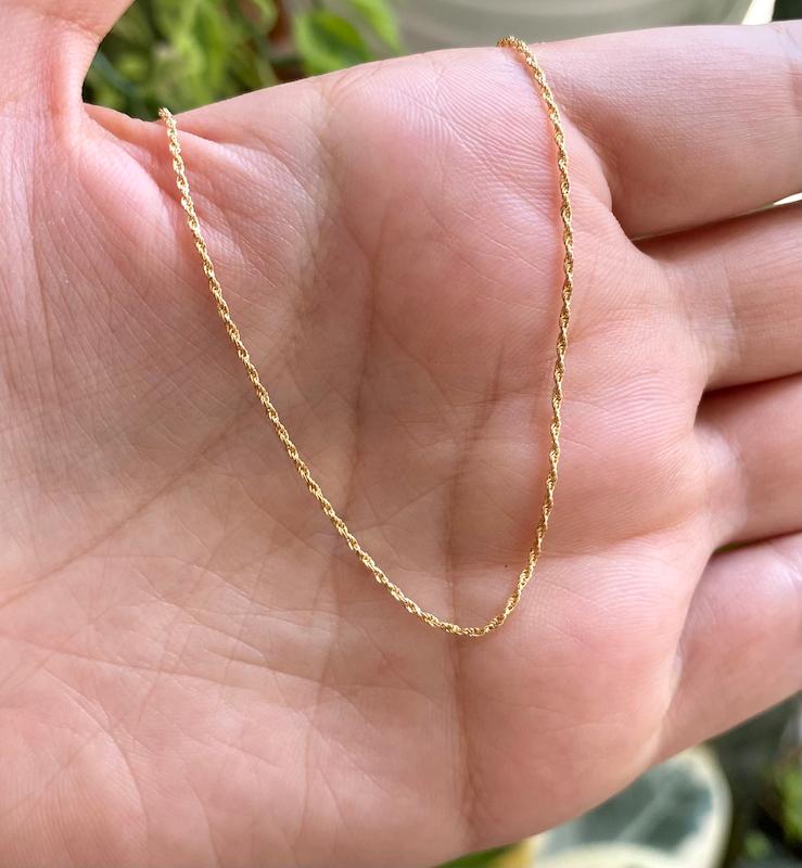 زنجیر زنانه طلا ۱۸ عیار طنابی ۴۵ سانتی‌متر VoGa GOLD