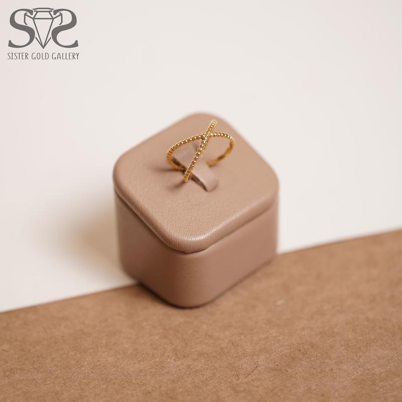 انگشتر زنانه طلا ۱۸ عیار انگشتر طلا ضربدری نقطه کد s-2233 گالری طلا سیستر