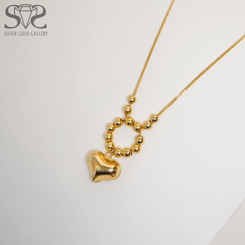 زنجیر زنانه طلا ۱۸ عیار زنجیر طلا پلاک گوی قلب کد s-2578 گالری طلا سیستر