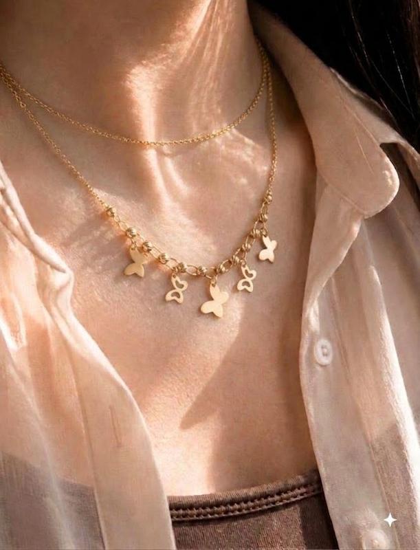 گردنبند زنانه طلا ۱۸ عیار گردنبند آویز پروانه گالری طلای تدریسی