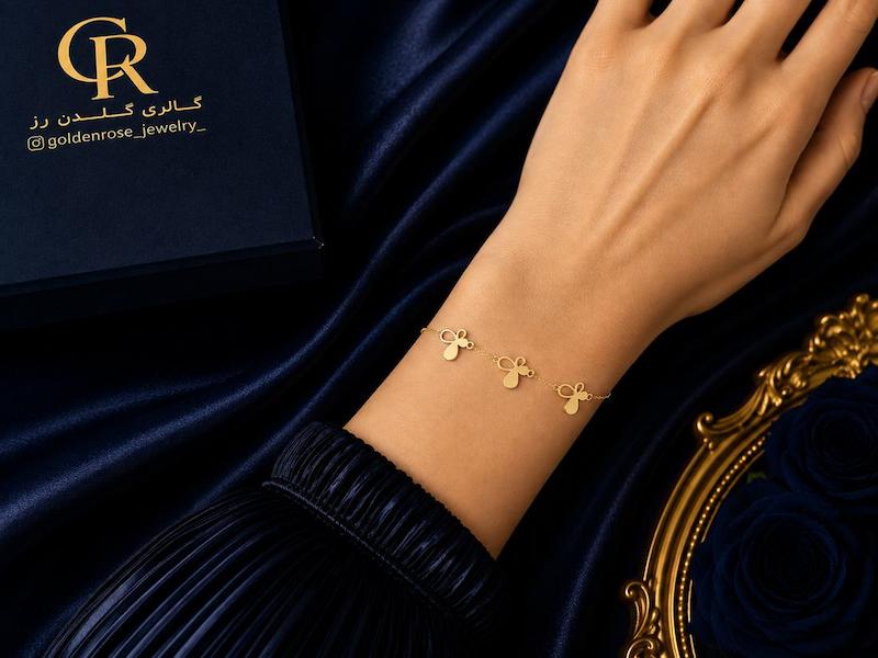 دستبند زنانه طلا ۱۸ عیار ماکان گالری گلدن رز