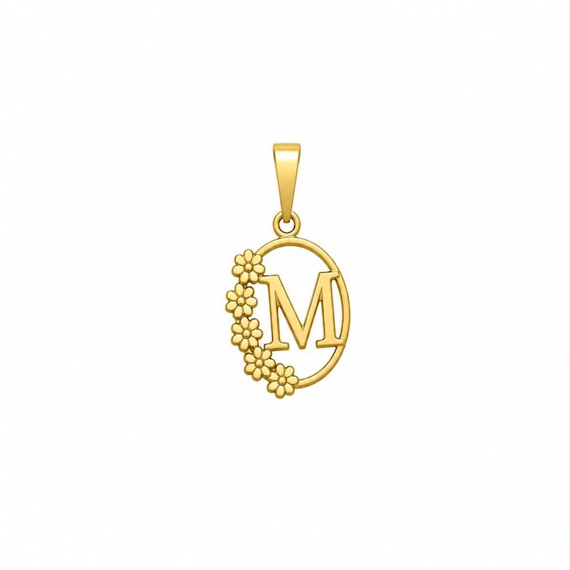 آویز زنانه طلا ۱۸ عیار پلاک حرف M گالری طلای تاج