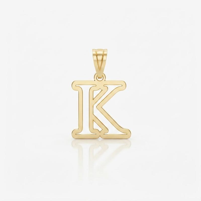 آویز طلا ۱۸ عیار مدال لیزری حروف لاتین K گالری طلا شاینی