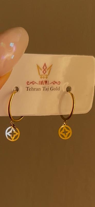 گوشواره زنانه طلا ۱۸ عیار گوشواره حلقه ای آویزدار لویی ویتون هانا گلد