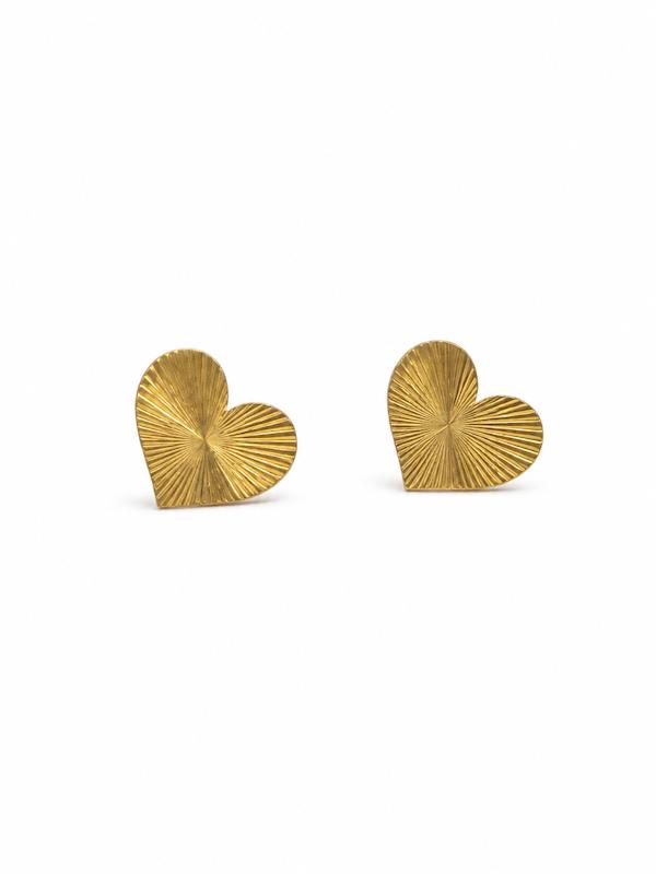 گوشواره زنانه طلا ۱۸ عیار مدل قلب تراش دار گالری طلای حِس