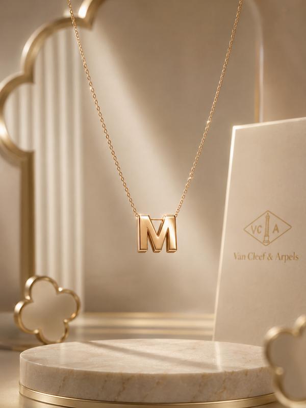 گردنبند زنانه طلا ۱۸ عیار گردنبند M طلای شیک