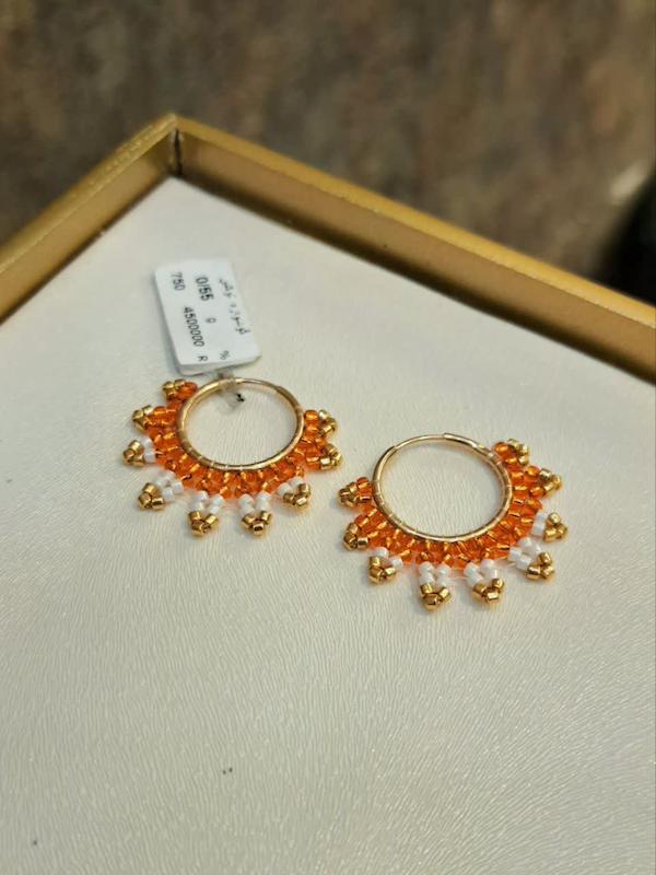 گوشواره زنانه طلا ۱۸ عیار حلقه‌ای نارنجی گالری انارکی