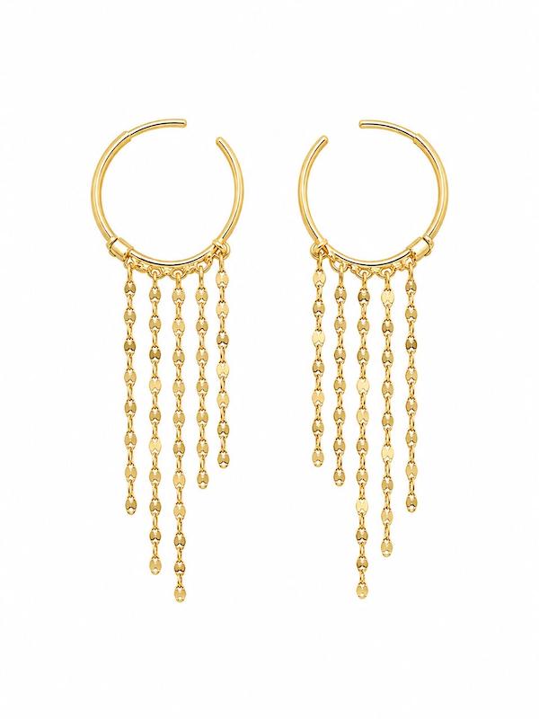 گوشواره زنانه طلا ۱۸ عیار گوشواره شرابه ای گالری طلای تاج