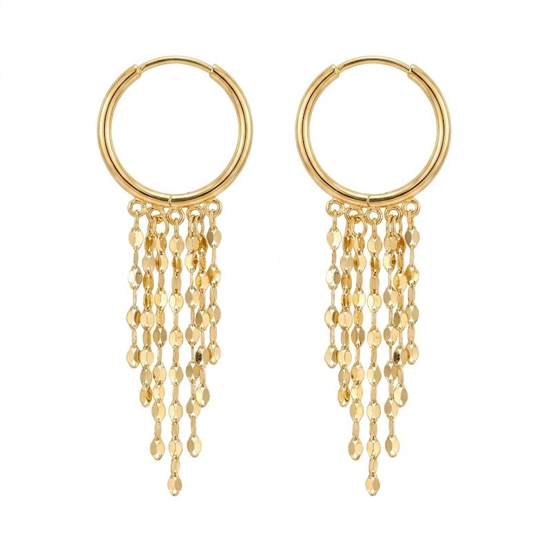 گوشواره زنانه طلا ۱۸ عیار آبشاری شرابه ای گالری طلای مرادی