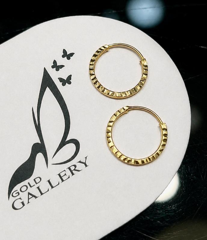 گوشواره زنانه طلا ۱۸ عیار گوشواره حلقه ای تراش گالری الهه گلد
