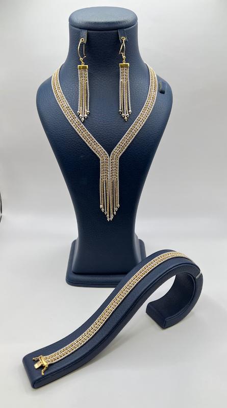 سرویس زنانه طلا ۱۸ عیار سرویس سوییسی وارداتی دو رنگ گالری طلای آویز