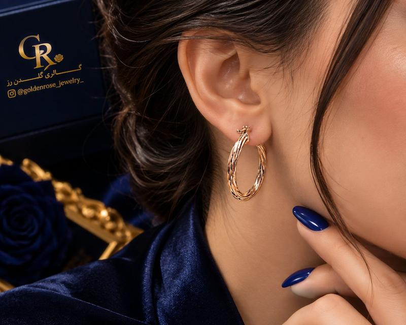 گوشواره زنانه طلا ۱۸ عیار ویانا گالری گلدن رز