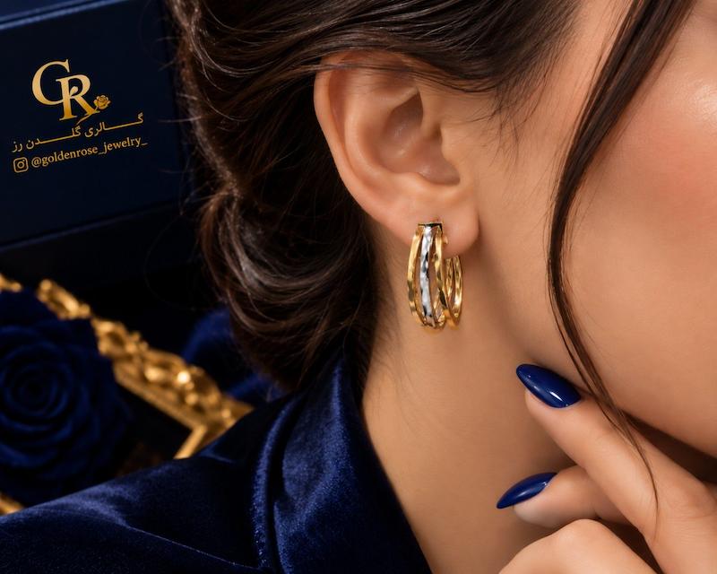 گوشواره زنانه طلا ۱۸ عیار ویچنزا گالری گلدن رز
