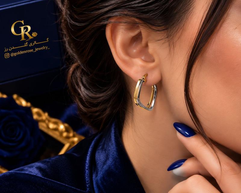 گوشواره زنانه طلا ۱۸ عیار مانلی گالری گلدن رز